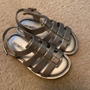 Mini Melissa Silver Ballet Flat Sandals Toddler 7